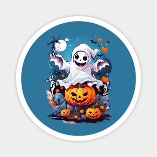 Halloween ghost and spooky pumpkins Magnet